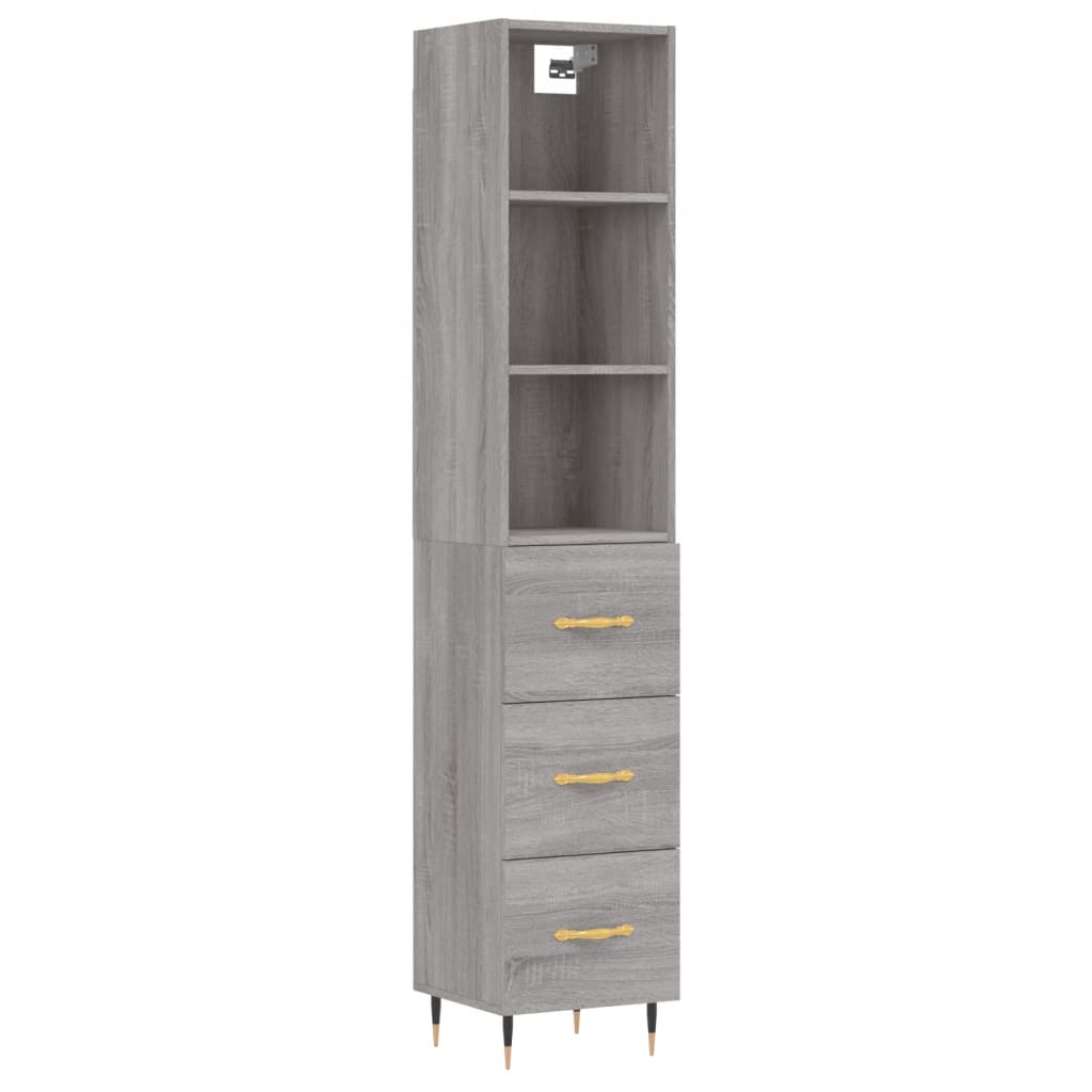 Buffet haut Sonoma gris 34,5x34x180 cm Bois d'ingénierie