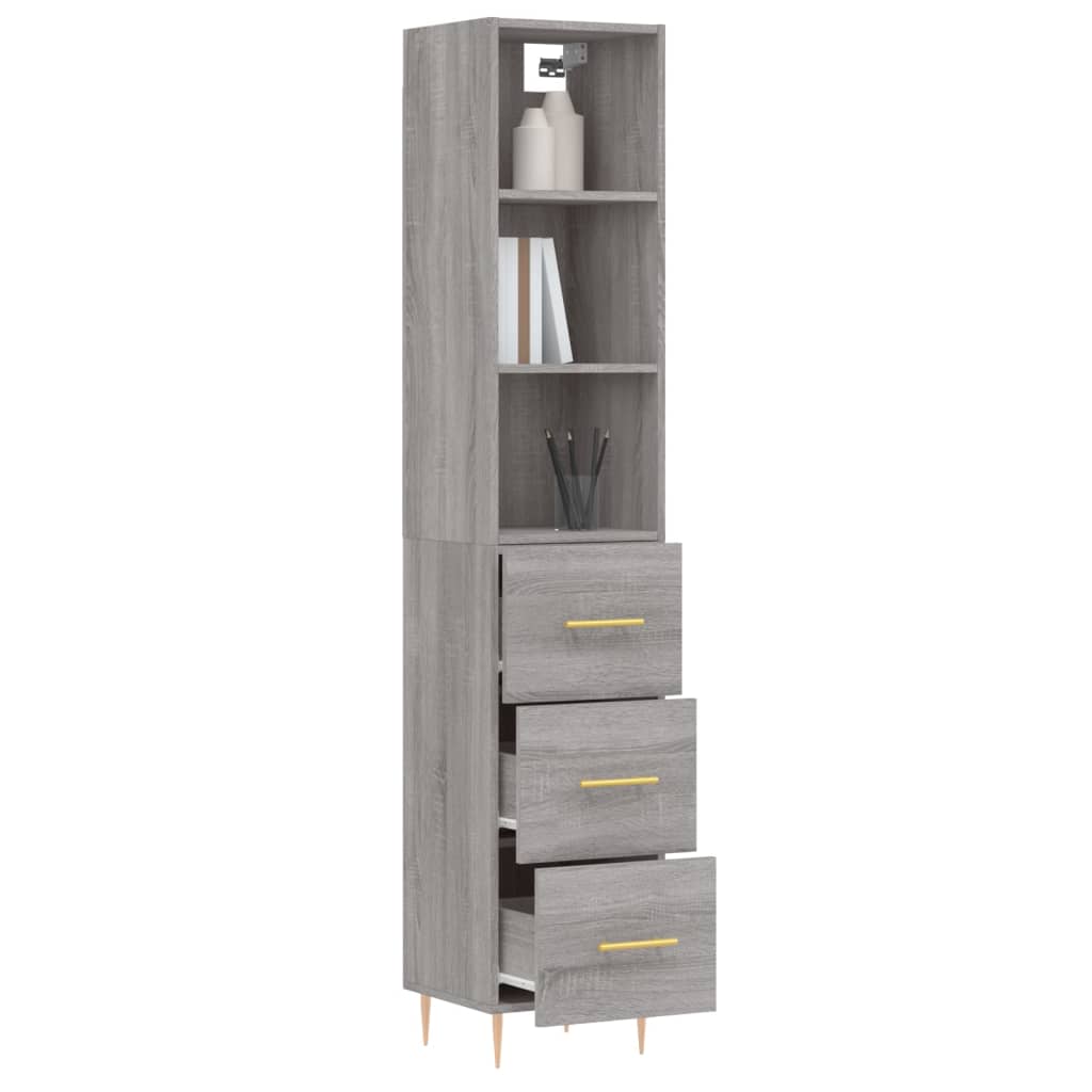 Buffet haut Sonoma gris 34,5x34x180 cm Bois d'ingénierie