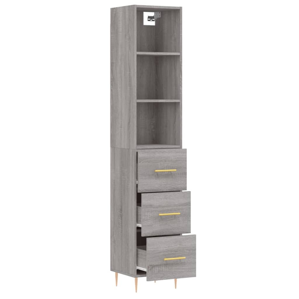 Buffet haut Sonoma gris 34,5x34x180 cm Bois d'ingénierie