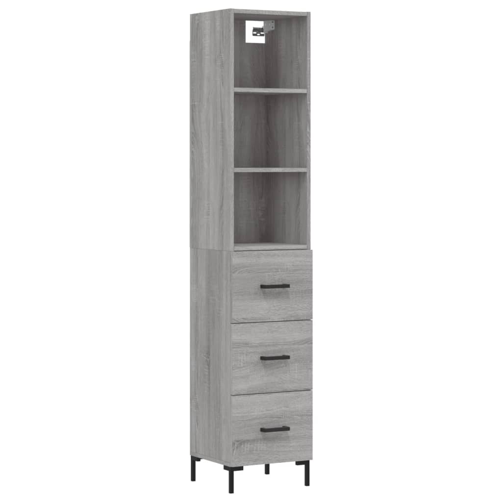 Buffet haut Sonoma gris 34,5x34x180 cm Bois d'ingénierie