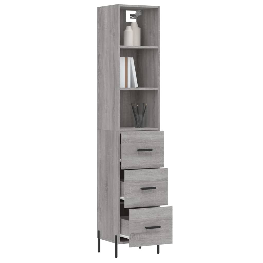 Buffet haut Sonoma gris 34,5x34x180 cm Bois d'ingénierie