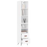 Buffet haut Blanc brillant 34,5x34x180 cm Bois d'ingénierie