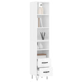 Buffet haut Blanc brillant 34,5x34x180 cm Bois d'ingénierie