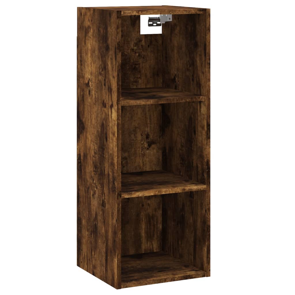 Buffet haut Chêne fumé 34,5x34x180 cm Bois d'ingénierie