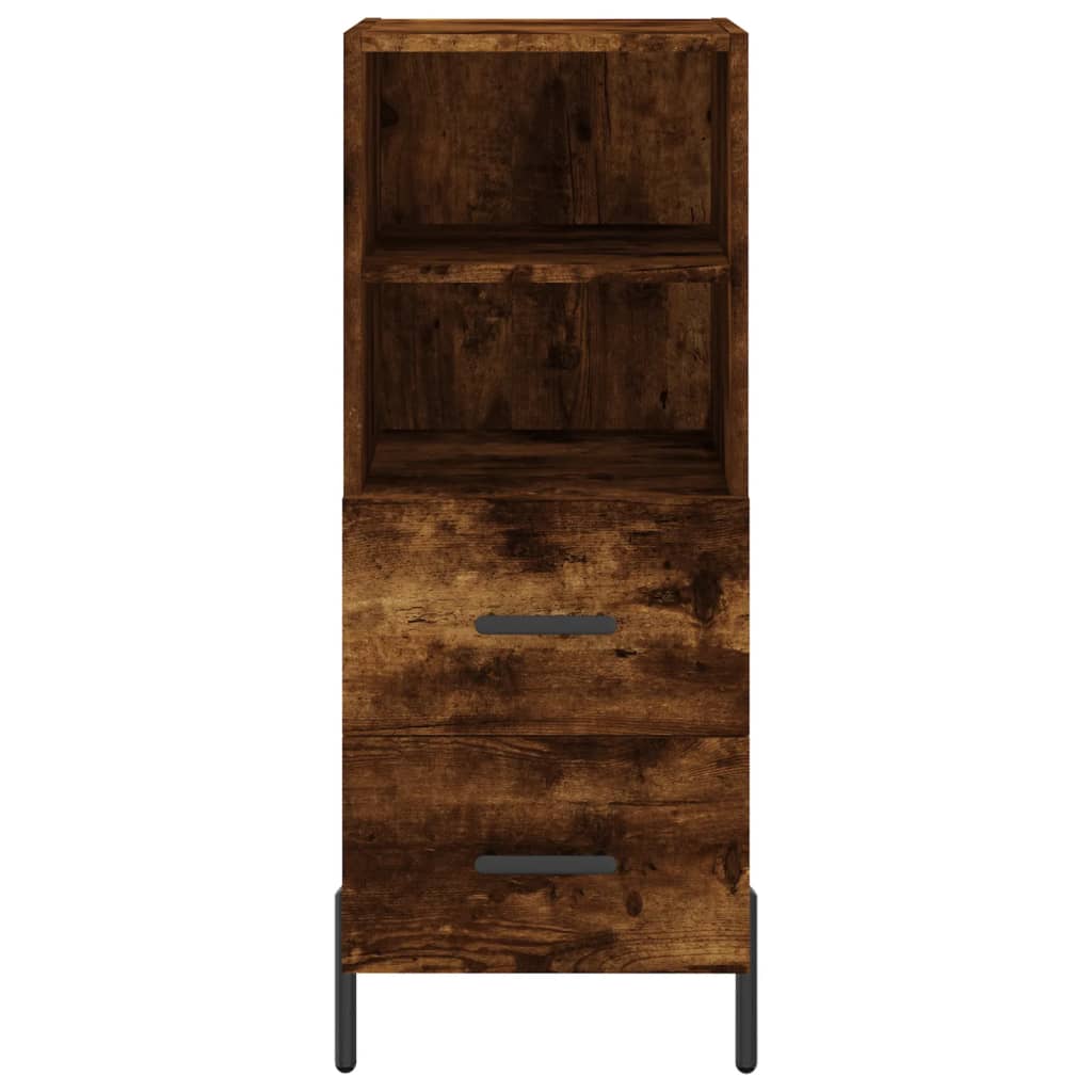 Buffet haut Chêne fumé 34,5x34x180 cm Bois d'ingénierie