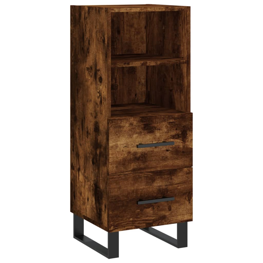 Buffet haut Chêne fumé 34,5x34x180 cm Bois d'ingénierie