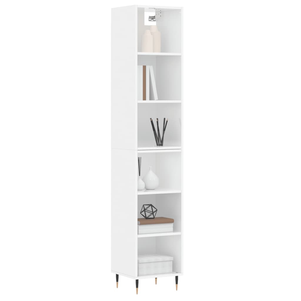 Buffet haut Blanc brillant 34,5x32,5x180 cm Bois d'ingénierie