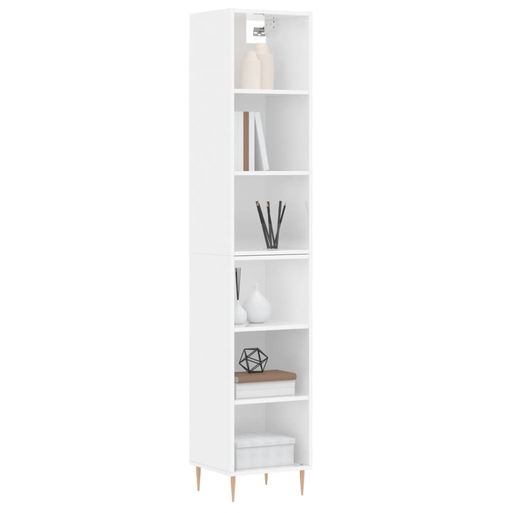 Buffet haut Blanc brillant 34,5x32,5x180 cm Bois d'ingénierie