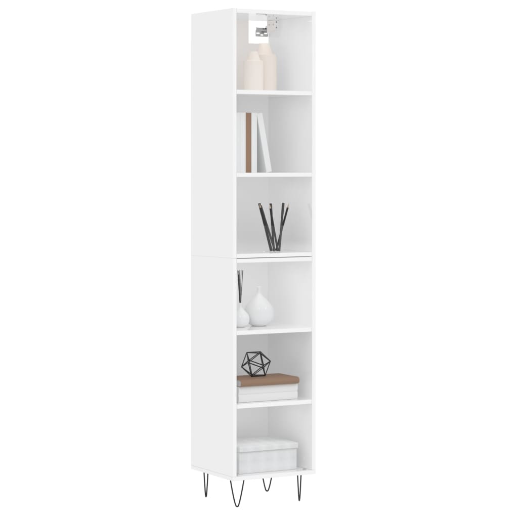 Buffet haut Blanc brillant 34,5x32,5x180 cm Bois d'ingénierie