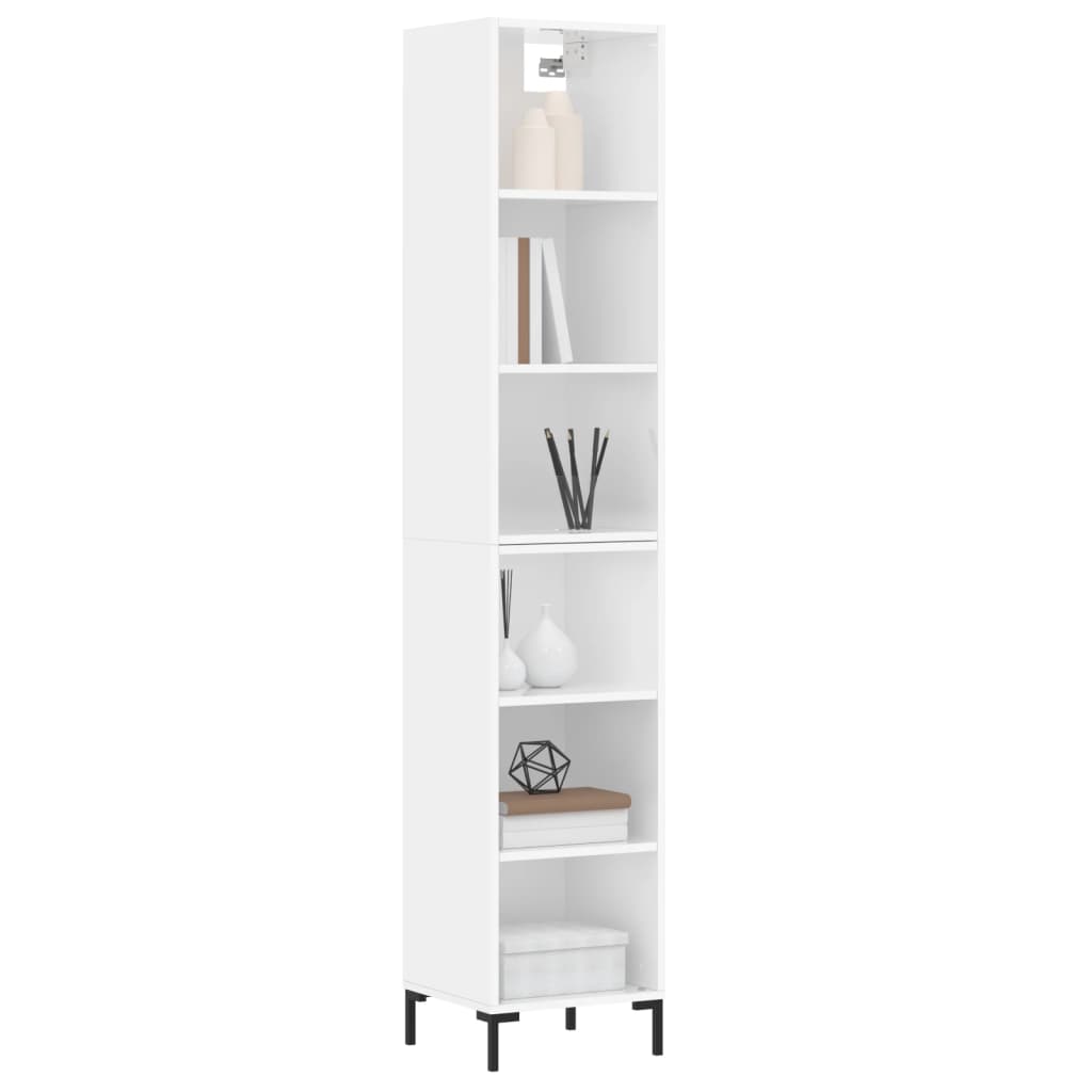 Buffet haut Blanc brillant 34,5x32,5x180 cm Bois d'ingénierie