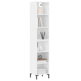 Buffet haut Blanc brillant 34,5x32,5x180 cm Bois d'ingénierie