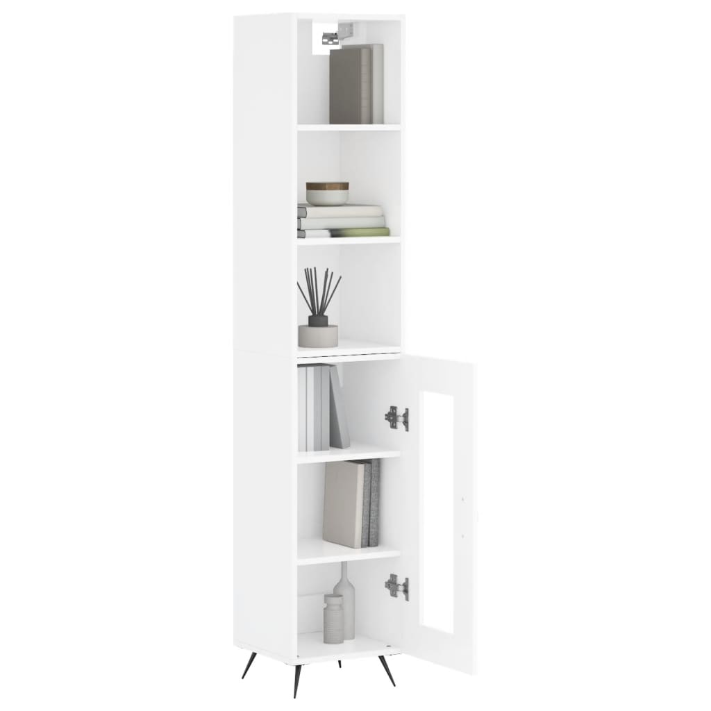 High sideboard Glossy white 34.5x34x180 cm Engineered wood