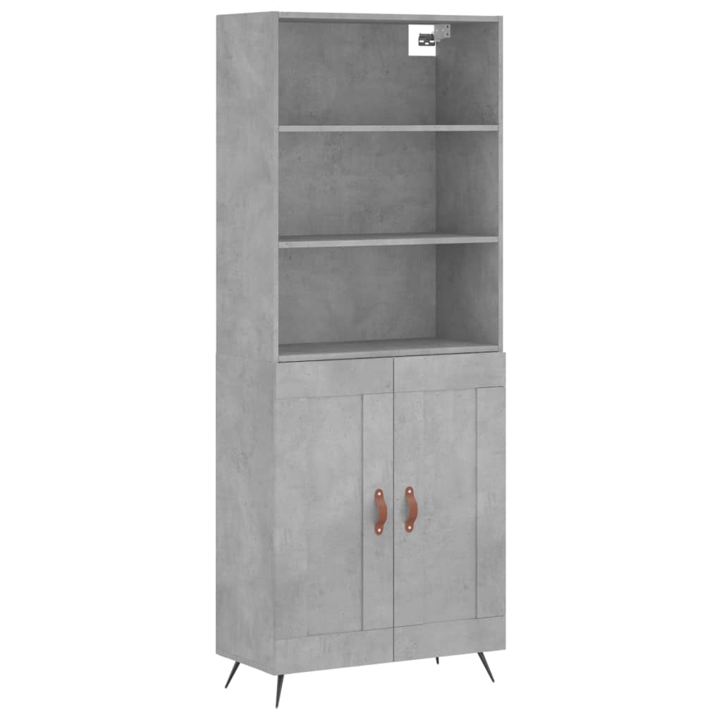 Buffet haut Gris béton 69,5x34x180 cm Bois d'ingénierie