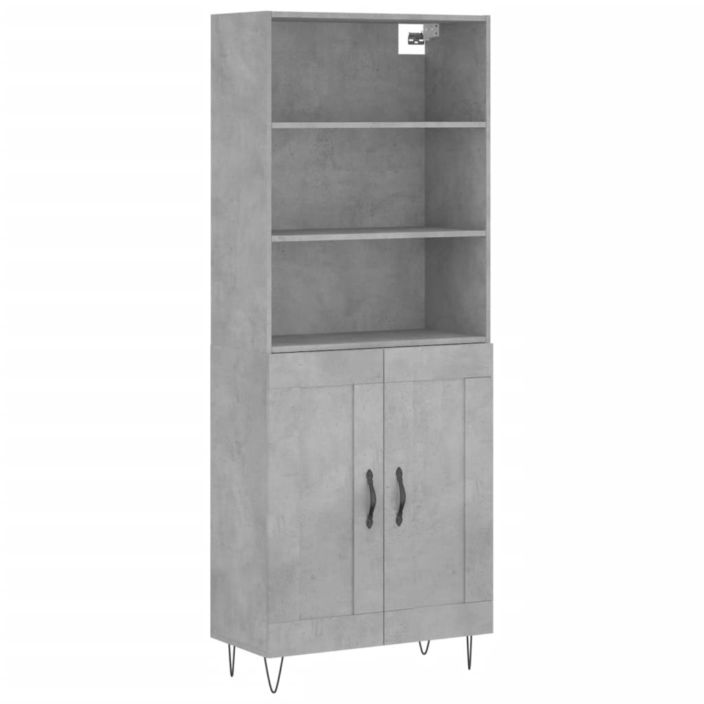 High sideboard Concrete gray 69.5x34x180 cm Engineered wood