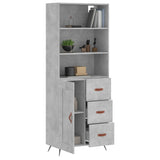 High sideboard Concrete gray 69.5x34x180 cm Engineered wood