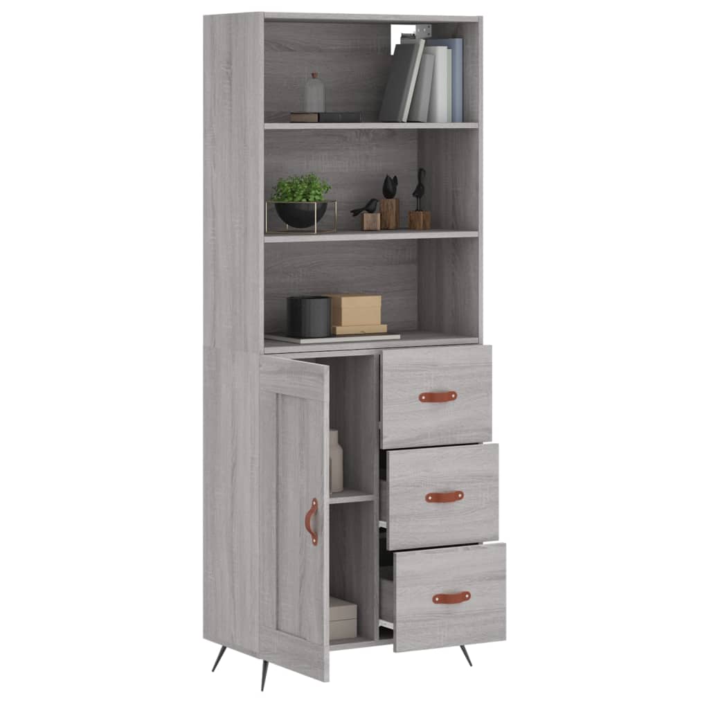 Buffet haut Sonoma gris 69,5x34x180 cm Bois d'ingénierie