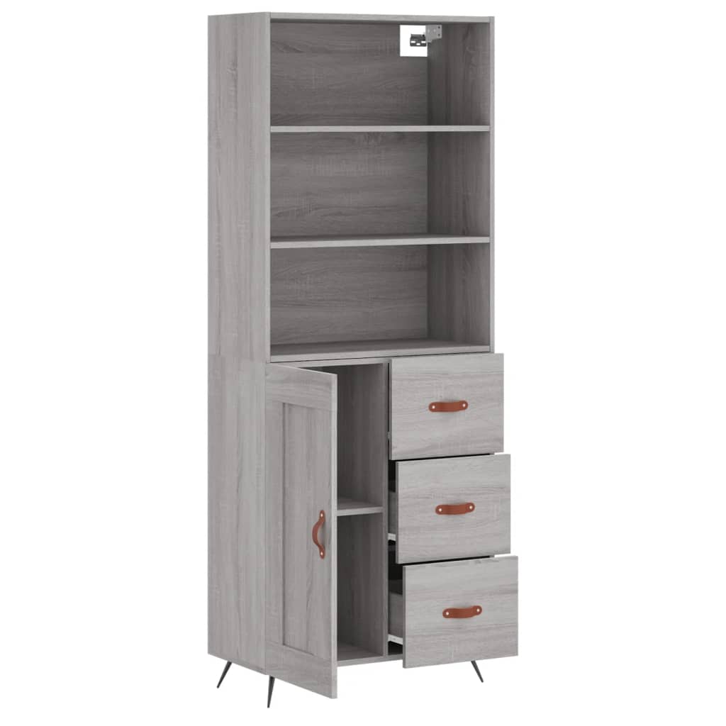 Buffet haut Sonoma gris 69,5x34x180 cm Bois d'ingénierie