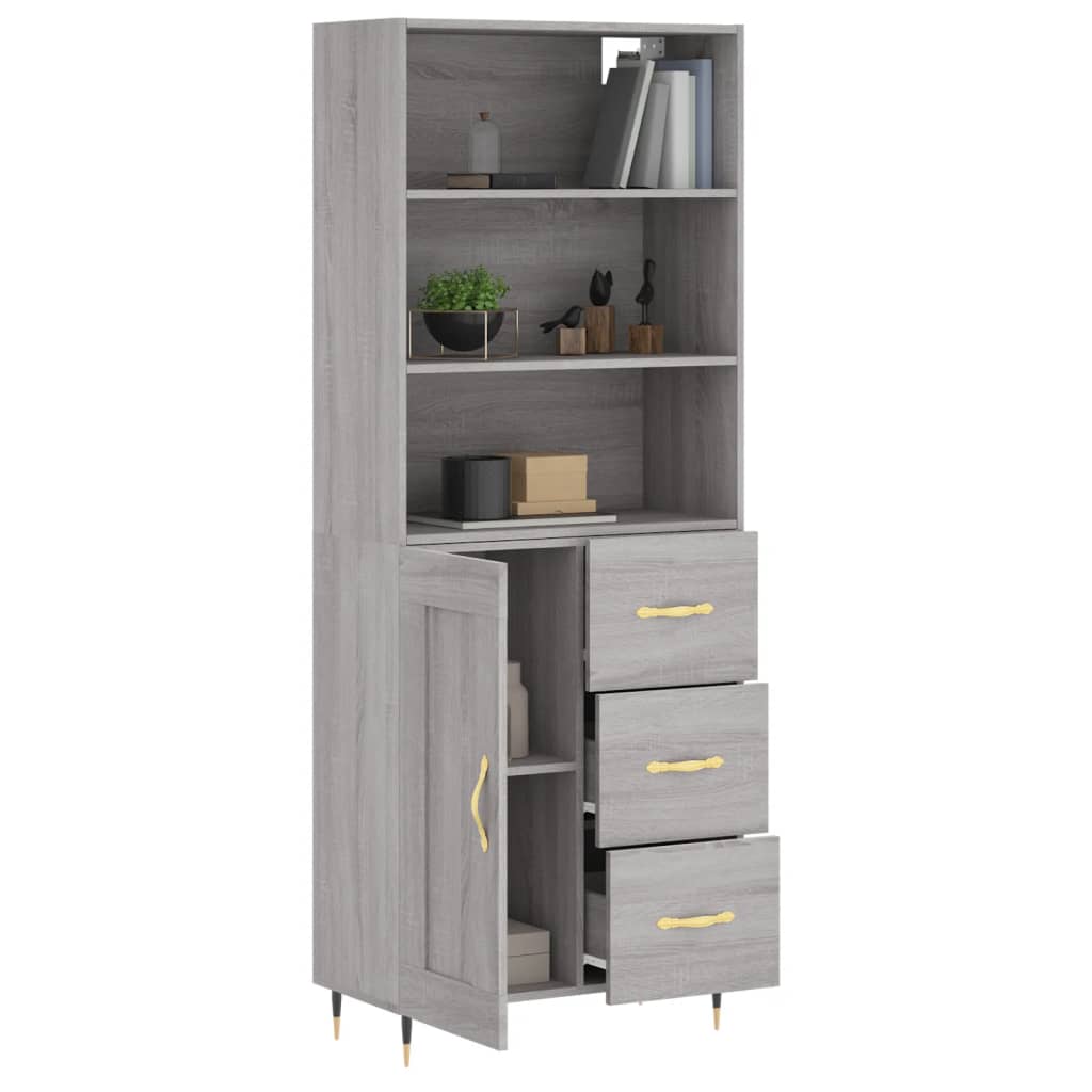 Sonoma high sideboard gray 69.5x34x180 cm Engineered wood