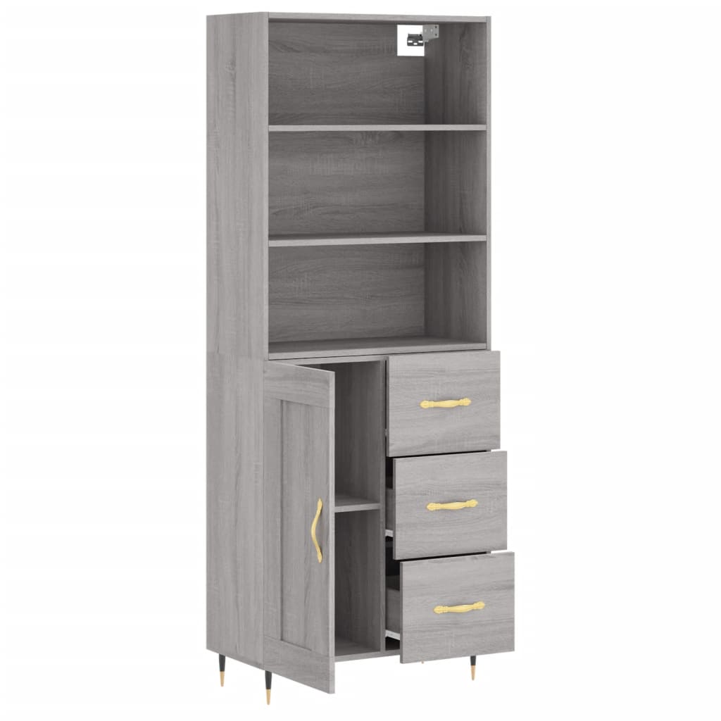 Sonoma high sideboard gray 69.5x34x180 cm Engineered wood