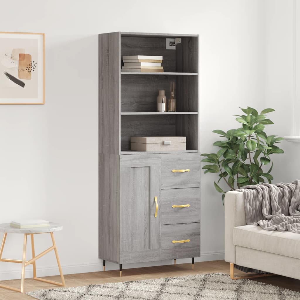 Sonoma high sideboard gray 69.5x34x180 cm Engineered wood