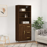 High sideboard Brown oak 69.5x34x180 cm Engineered wood