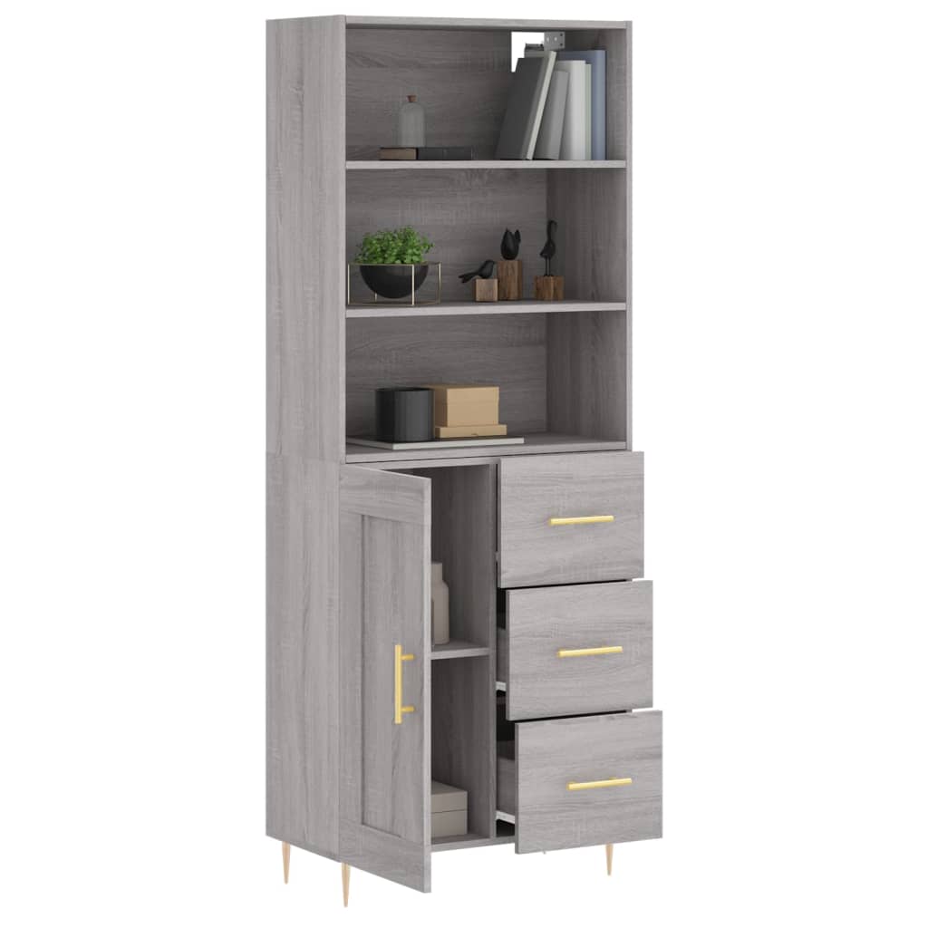 Buffet haut Sonoma gris 69,5x34x180 cm Bois d'ingénierie