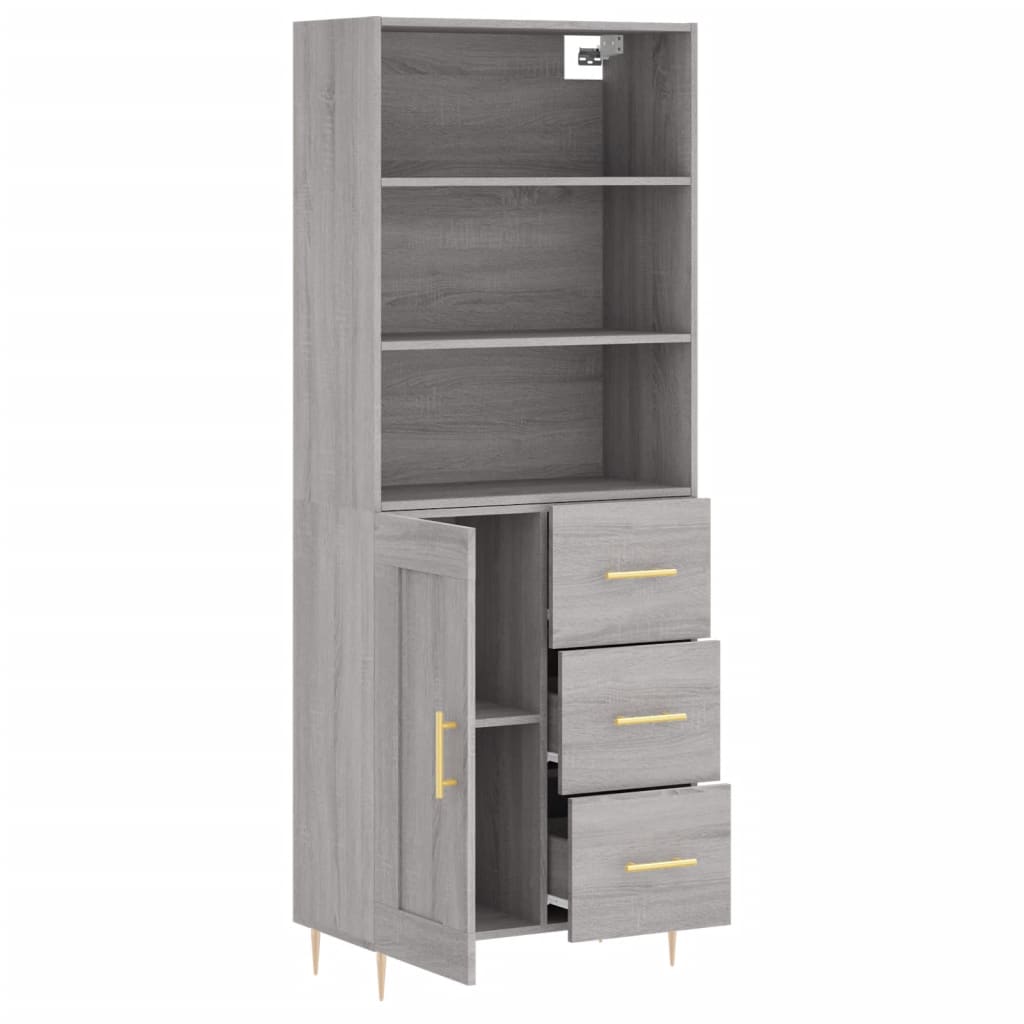 Buffet haut Sonoma gris 69,5x34x180 cm Bois d'ingénierie