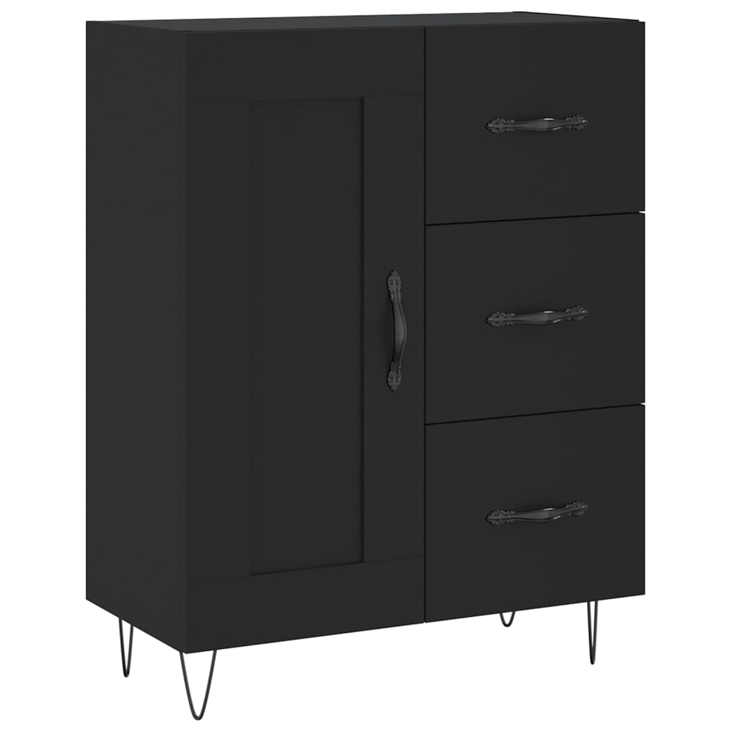 Buffet haut Noir 69,5x34x180 cm Bois d'ingénierie