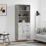 Hohes Sideboard Betongrau 69,5 x 34 x 180 cm Holzwerkstoff