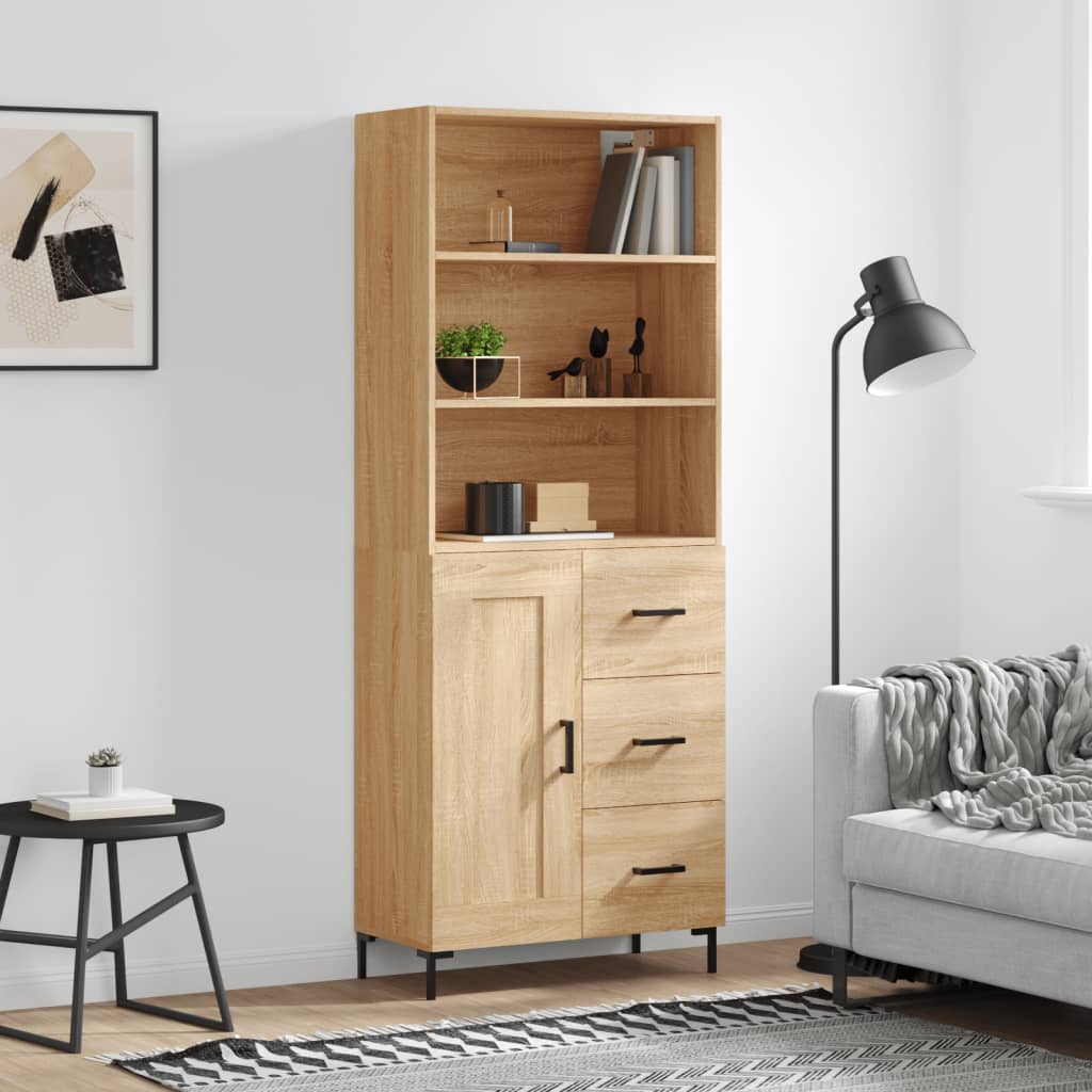 High sideboard Sonoma oak 69.5x34x180 cm Engineered wood