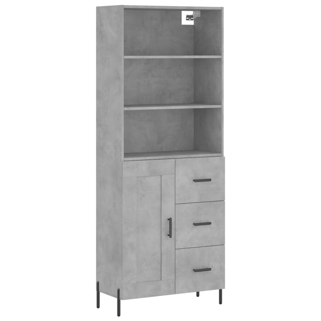 High sideboard Concrete gray 69.5x34x180 cm Engineered wood