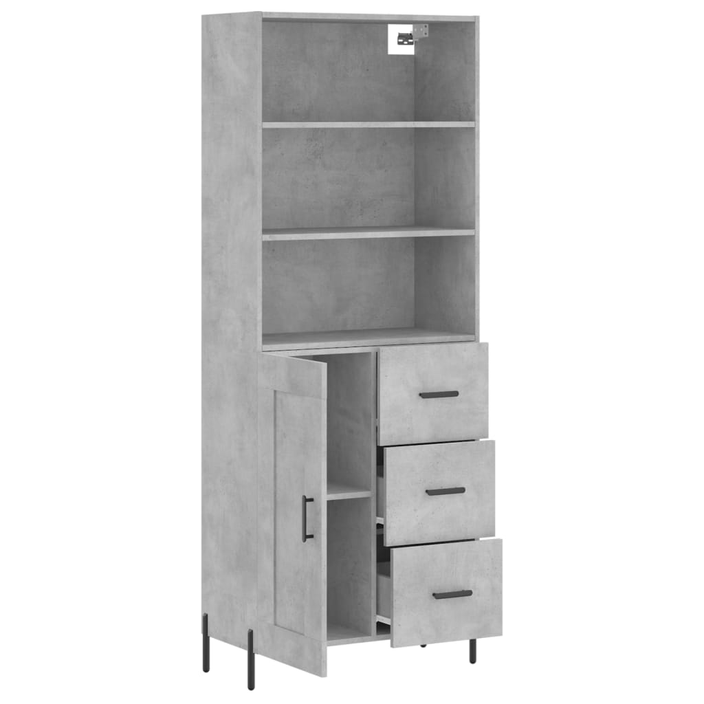 High sideboard Concrete gray 69.5x34x180 cm Engineered wood