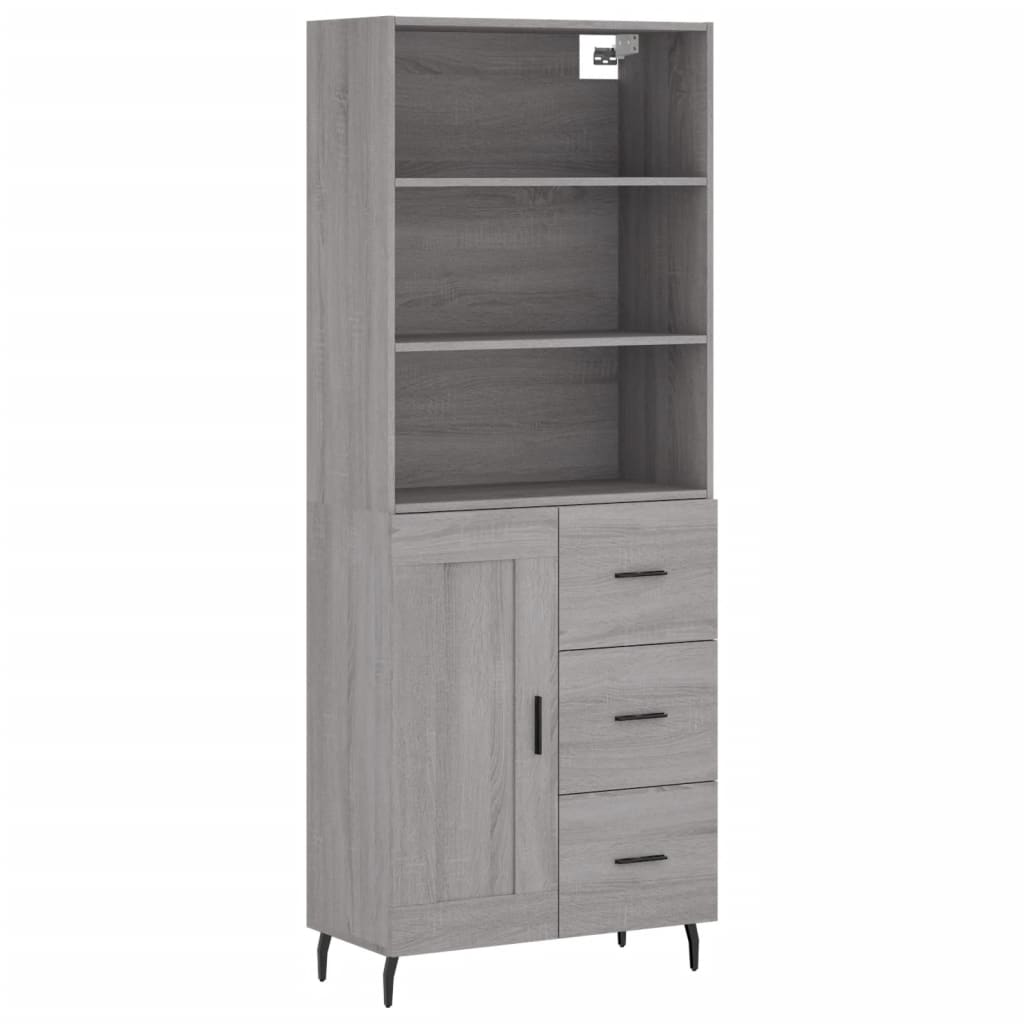 Sonoma high sideboard gray 69.5x34x180 cm Engineered wood