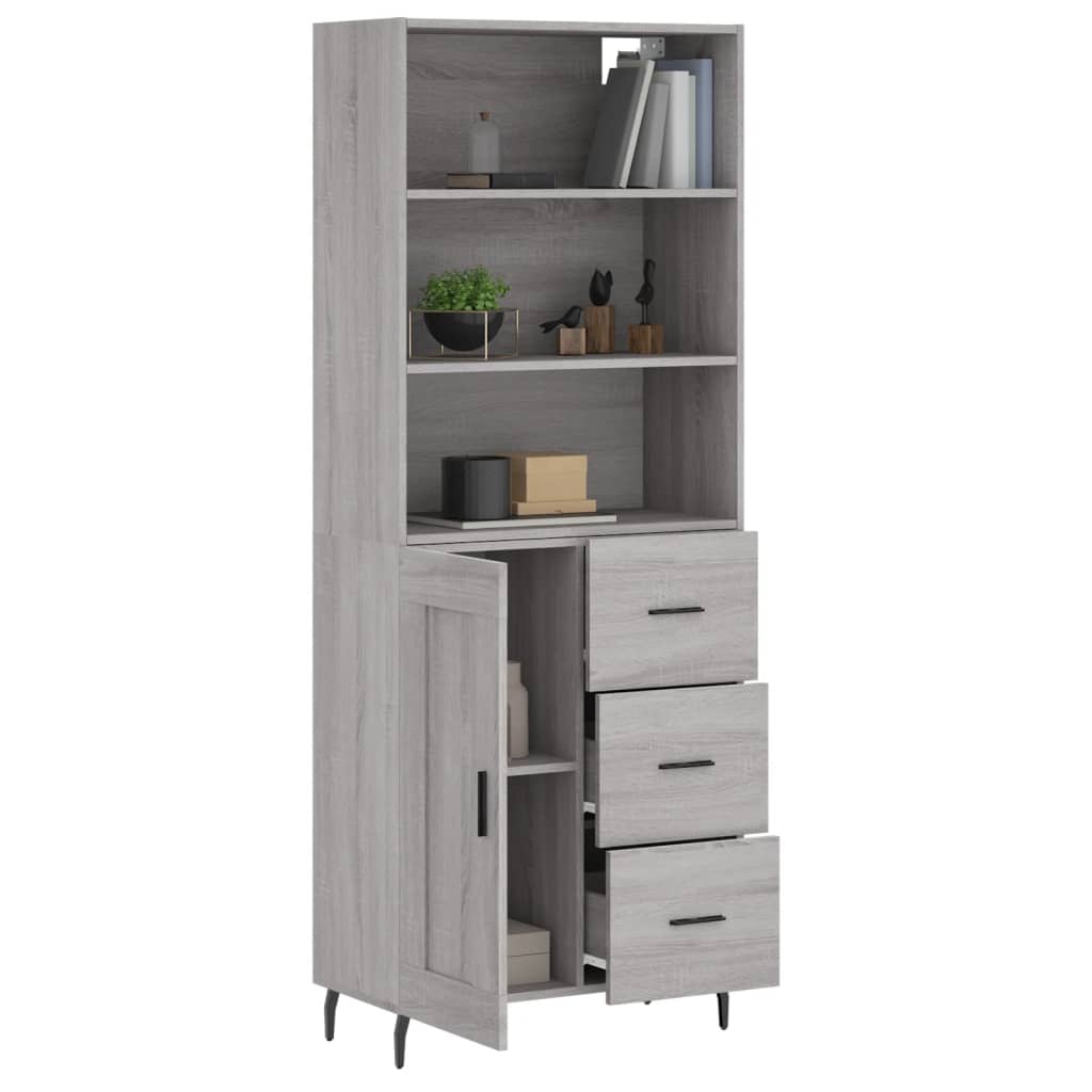 Sonoma high sideboard gray 69.5x34x180 cm Engineered wood