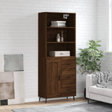 High sideboard Brown oak 69.5x34x180 cm Engineered wood