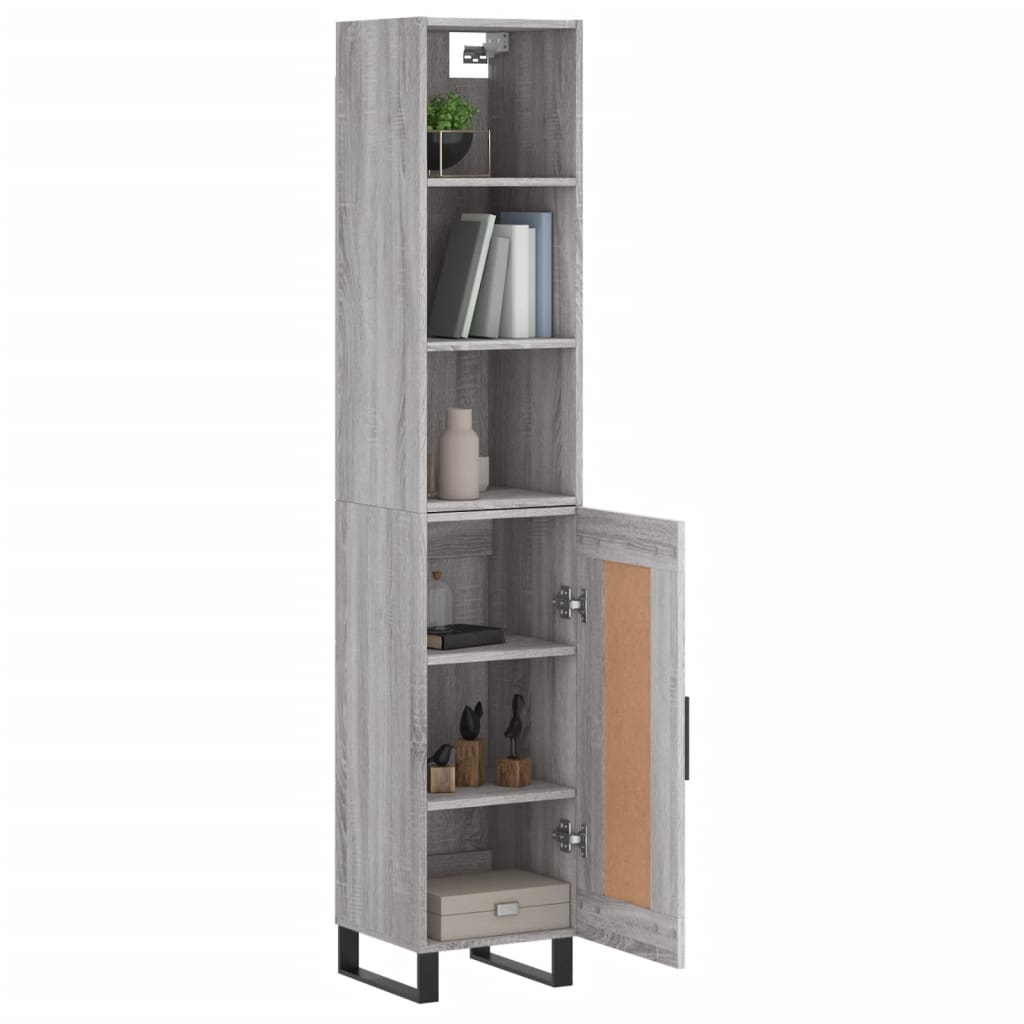 Sonoma hohes Sideboard grau 34,5x34x180 cm Holzwerkstoff