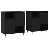 Buffets 2 pcs noir bois d'ingénierie