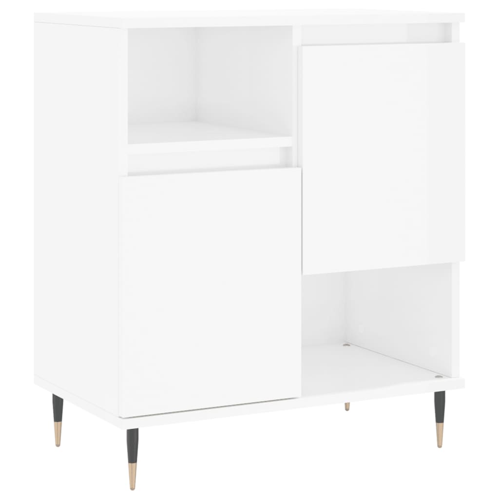 Buffets 2 pcs blanc brillant bois d'ingénierie