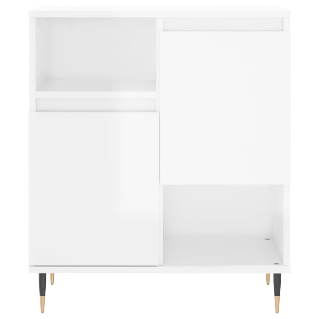 Buffets 2 pcs blanc brillant bois d'ingénierie