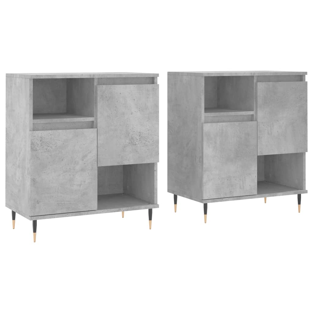 Sideboards 2 Stück aus grauem Beton-Holzwerkstoff