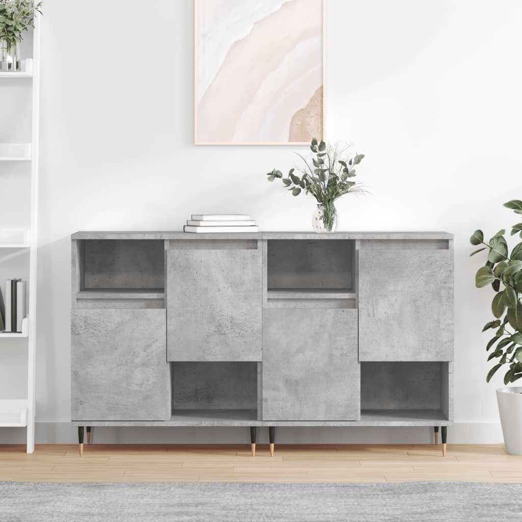 Sideboards 2 Stück aus grauem Beton-Holzwerkstoff