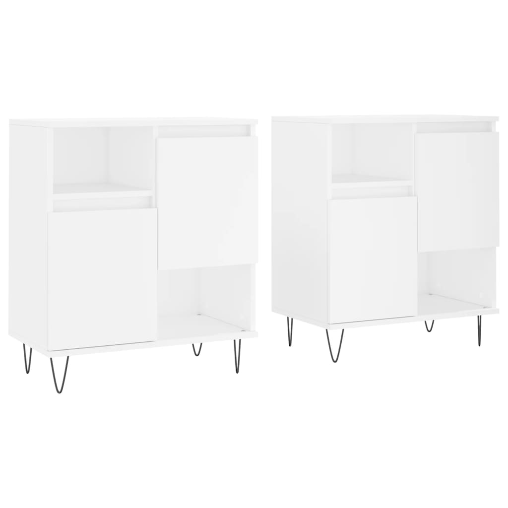 Buffets 2 pcs blanc bois d'ingénierie