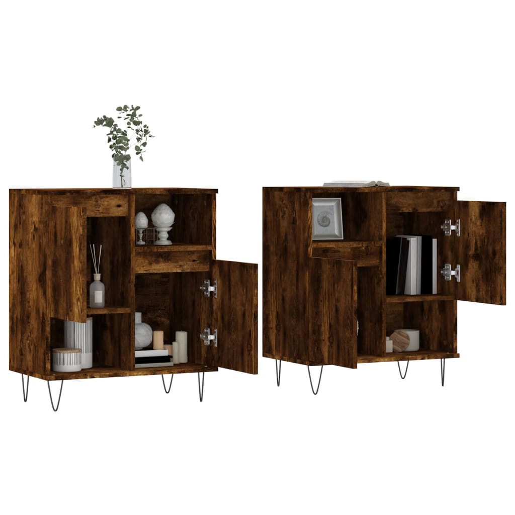 Buffets 2 pcs chêne fumé bois d'ingénierie