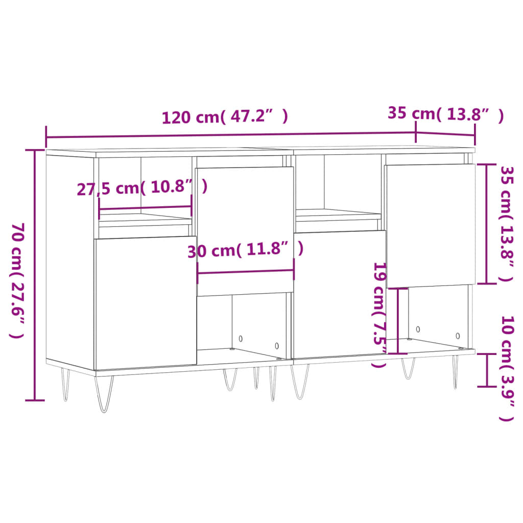 Buffets 2 pcs chêne fumé bois d'ingénierie