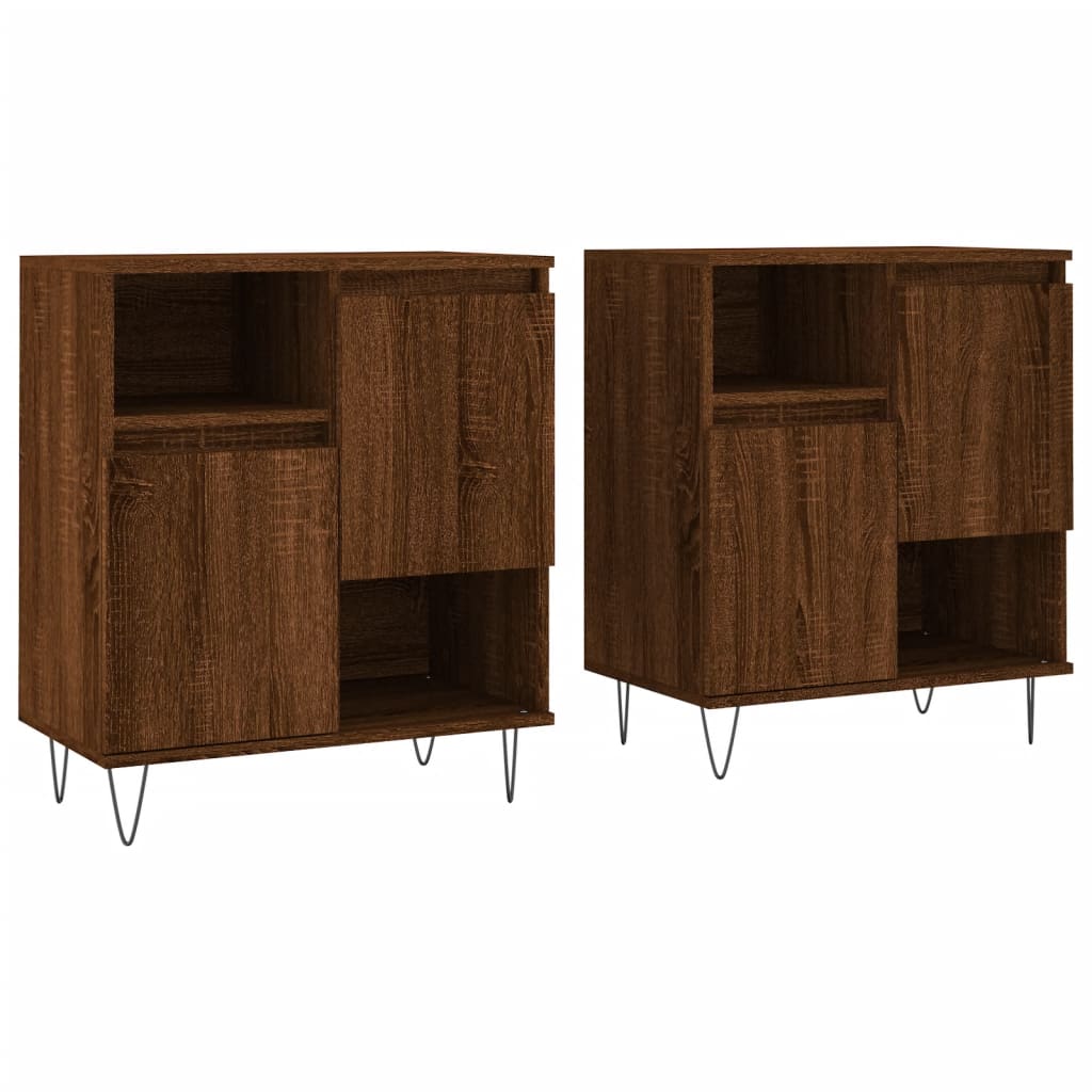 Buffets 2 pcs chêne marron bois d'ingénierie