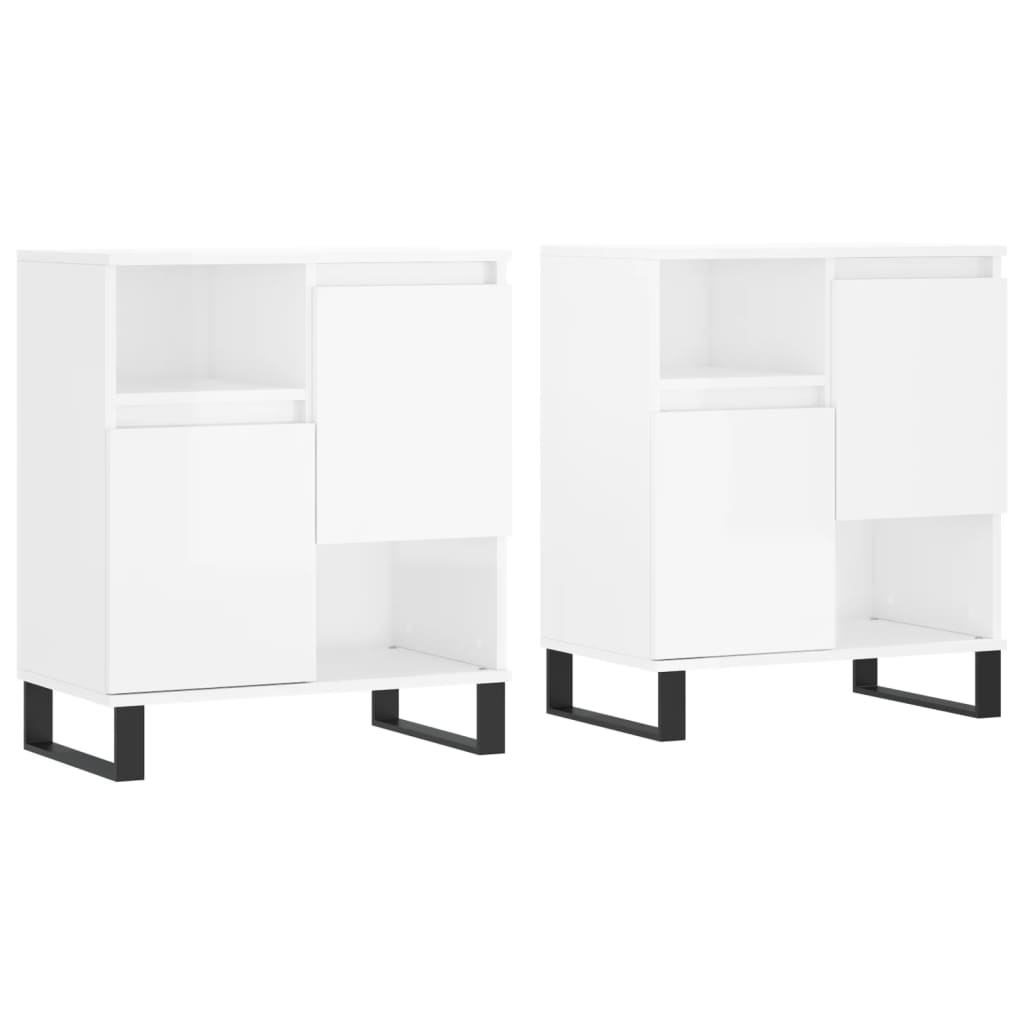 Buffets 2 pcs blanc brillant bois d'ingénierie