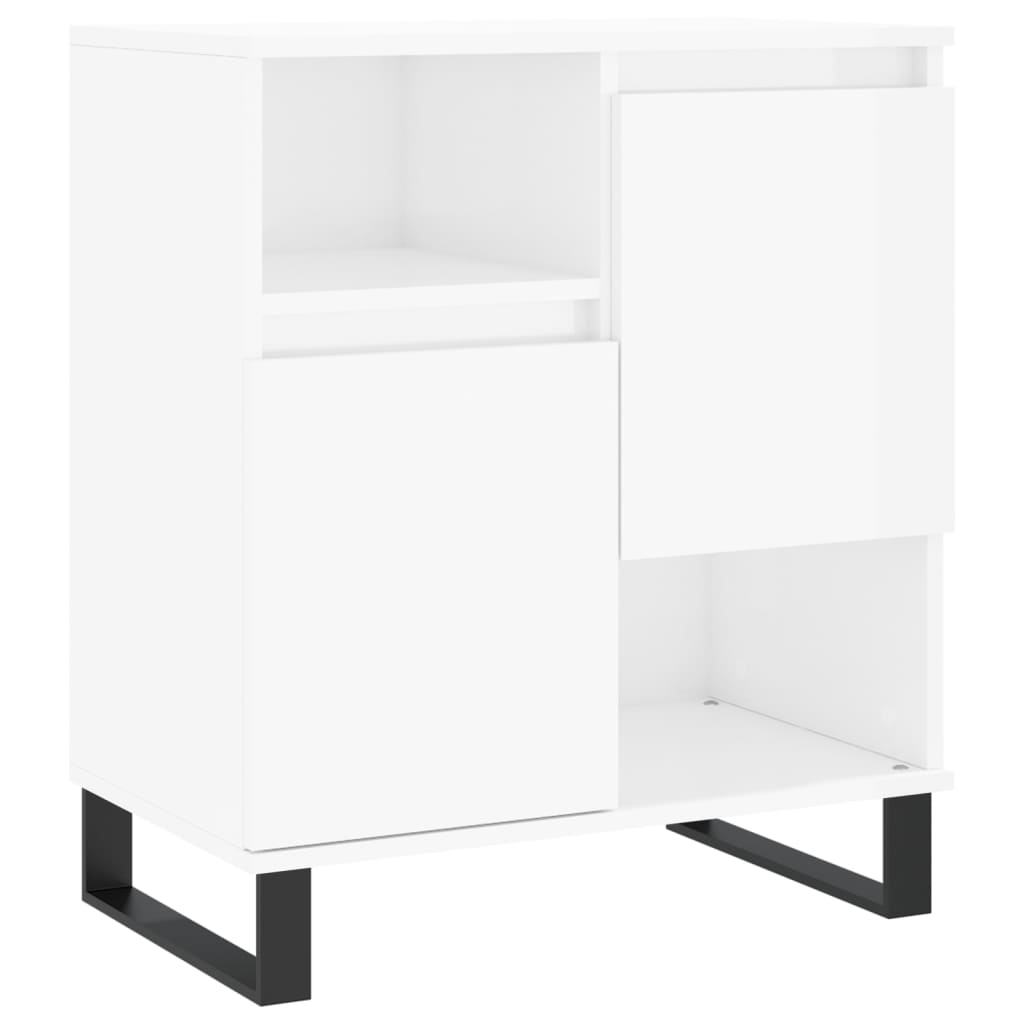 Buffets 2 pcs blanc brillant bois d'ingénierie