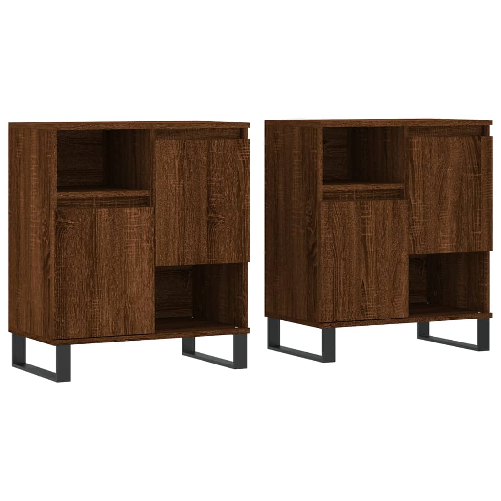 Buffets 2 pcs chêne marron bois d'ingénierie