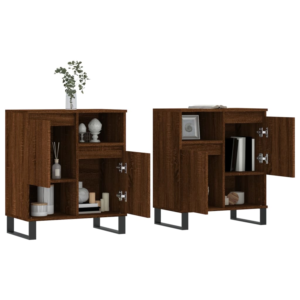 Buffets 2 pcs chêne marron bois d'ingénierie