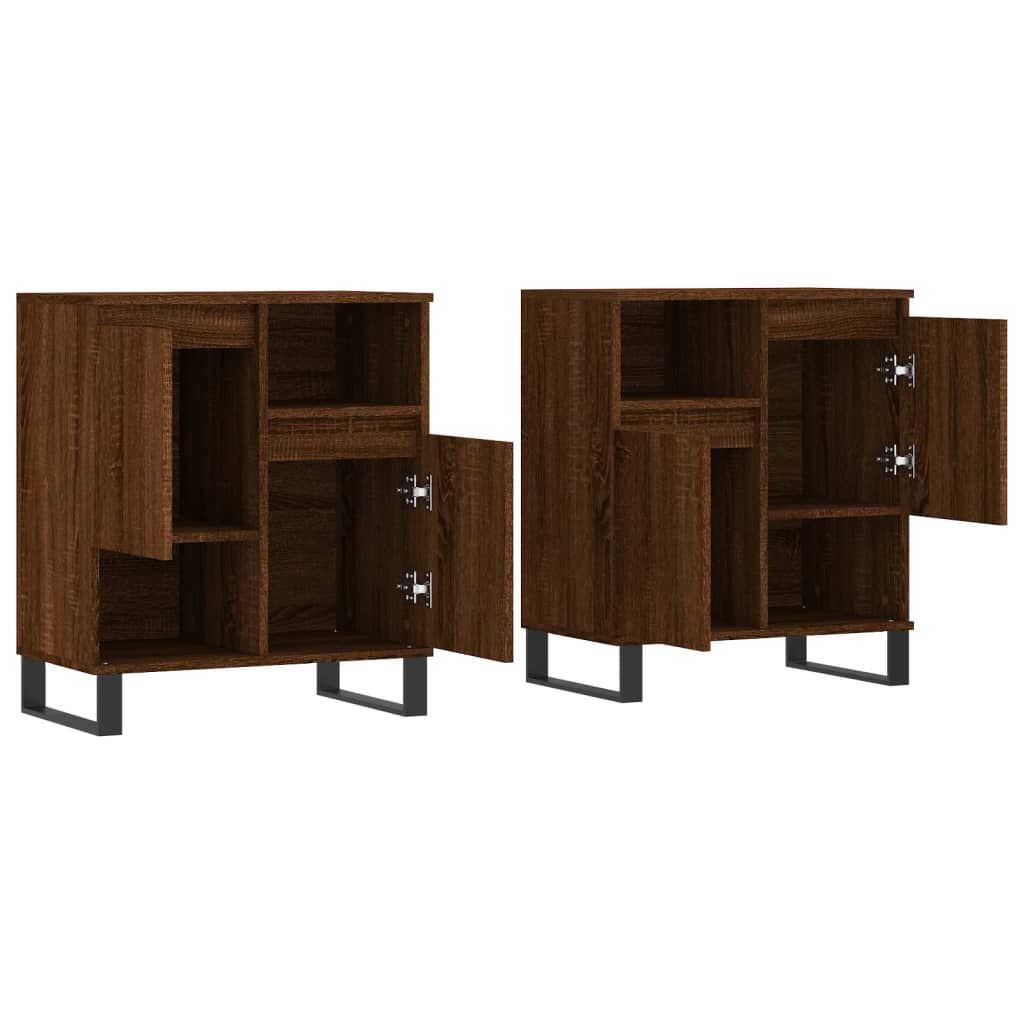 Sideboards 2 pcs oak brown engineered wood